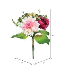 Vickerman 14"  Artificial Mixed Fall Peony Hydrangea Bush.