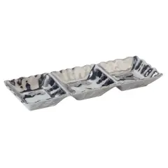 Certified International 3 Section Silver Coast Tray