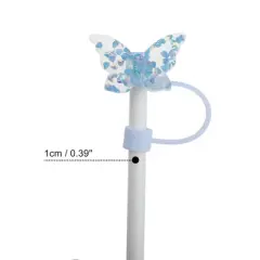 Unique Bargains Sparkling Butterfly Straw Cover Cap 4 Pcs
