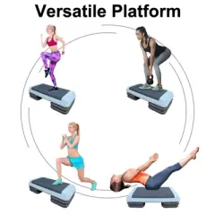 NAYSAYE Aerobic Step Platform with Adjustable Risers for Home Gym Exercise and Fitness Workouts, Black and Gray, 30.31"*14.96"*4.33"