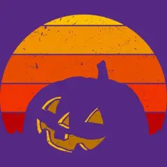 Women's Design By Humans Vintage Retro Sunset Halloween Pumpkin I By lemonpepper Racerback Tank Top