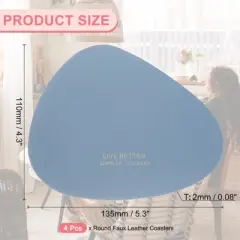 Unique Bargains Irregular PVC Leather Waterproof Anti-slip Home Decor Coasters 4 Pcs
