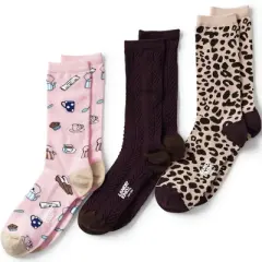 Lands' End Women's 3-Pack Seamless Pattern Crew Socks