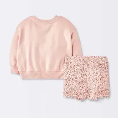 Baby Girls' 2pc Cat Applique Sweatshirt & Bike Shorts Set - Cloud Island&trade; Pink