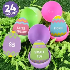 Big Dot of Happiness Hippity Hoppity Easter Egg Hunt Token Stuffers, 24 Count Egg Shape Filler Tokens with Rewards for Kids, Reusable Easter Activity,