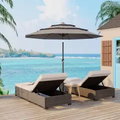 Outdoor 3 Tier Vented Large Market Table Umbrella, 9FT Patio 3 Tier Umbrella Canopy, Heavy Duty Patio Umbrellas 3 Tiers, 8 Ribs, Hand Crank