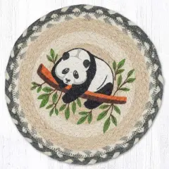 Earth Rugs Giant Panda Printed Round Jute Trivet &ndash; 10" Rustic Table Protector