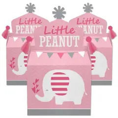 Big Dot of Happiness Pink Elephant - Treat Box Party Favors - Girl Baby Shower or Birthday Party Goodie Gable Boxes - Set of 12