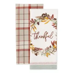 Design Imports Assorted Thankful Autumn Dishtowel (Set Of 2)