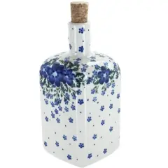 Blue Rose Polish Pottery 13 Vena Square Bottle with Cork