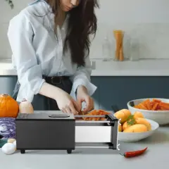 VEVOR Electric French Fry Cutter, Potato Slicer with 1/2-Inch and 3/8-Inch Stainless Steel Blades, Potato Cutter Chopper w/ Anti-slip Feet