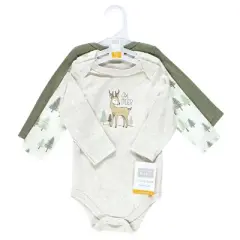 Hudson Baby Infant Boy Cotton Long-Sleeve Bodysuits, Forest Deer 3-Pack