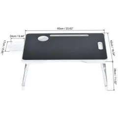 Unique Bargains Portable Notebook Laptop for Bed Couch Sofa Desk with Stand Drawer Cup Holder Foldable Table