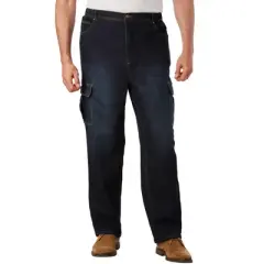 KingSize Men's Big & Tall Relaxed Fit Cargo Denim Look Sweatpants Jeans