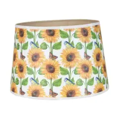 Aladdin Clear Over Emerald Lincoln Drape Table Oil Lamp with Summer Sunflower Shade (Brass Trim)