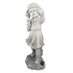 Northlight 18" Distressed Gray Girl with Cell Phone Solar Powered LED Lighted Outdoor Patio Garden Statue