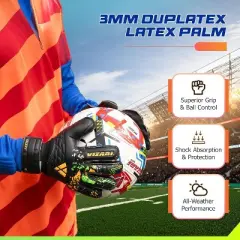 Vizari Kids Training Goalkeeper Gloves - Youth Soccer Goalie Gloves with Finger Protection & Grip Size-10,Black