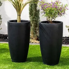 Rosemead Home & Garden, Inc. Concrete Outdoor Planter Pot Black
