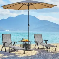 Yaheetech 2pcs Outdoor Chaise Lounge Portable Texteline Bed