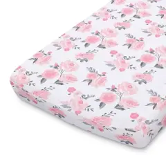 The Peanutshell Changing Pad Covers - Pink Roses/Floral 2pk