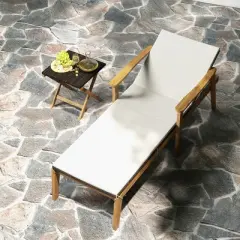 Tangkula Outdoor Chaise Lounge Chair w/ Armrests & 4-Level Backrest Adjustment