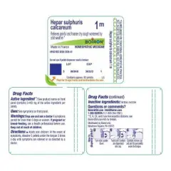 Hepar Sulphuris Calcareum 1M by Boiron Homeopathic Single Medicine For Cough, Cold & Flu  -  80 Pellet