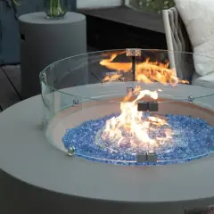 Elementi 25.4" Tempered Glass Wind Guard for Firepit Glass Wind Screen