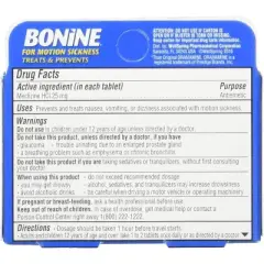 Bonine Motion Sickness Chewable Tablets, Raspberry, 8 Count