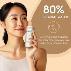 Tree To Tub Hydrating Milky Rice Toner for Face - 80% Rice Bran Water with Niacinamide & Ceramide NP for Dry & Dehydrated Skin