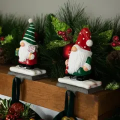 Northlight Santa Gnomes Christmas Stocking Holders - 6.25" - Set of 2