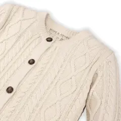 Hope & Henry Girls' Long Sleeve Peplum Cable Cardigan Sweater, Kids