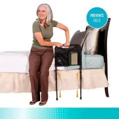 Able Life Bedside Sturdy Rail with Legs & Organizer Pouch for Seniors, Black