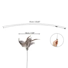 Unique Bargains Handheld Cat Teaser with Bell Fluffy Plume Teasing Sticks Gray Brown