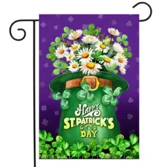 Briarwood Lane St. Patricks Day Garden Flag 12x18 For Outdoor St Pat's Hat With Daisies For St. Patricks Day Garden Flag Flags For Outside