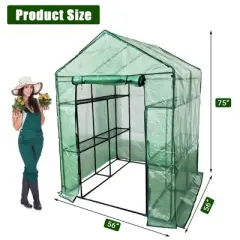 Greenhouse for Outdoors,Portable Green House w/ Roll-Up Zippered Door Anchors & Ropes,Plant Garden Hot House w/ Shelves for Garden Patio Backyard