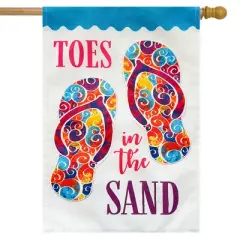 Toes In The Sand Summer Burlap House Flag Flip Flops 28" x 40" Briarwood Lane
