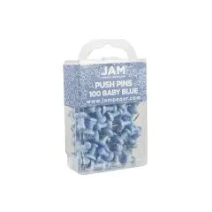 JAM Paper Colored Pushpins Baby Blue Push Pins 2 Packs of 100 222419047A