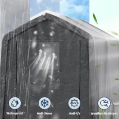 GustoWave 7x10FT Outdoor Portable Storage Shed with Roll-Up Door for Motorcycle, Garden and Tools