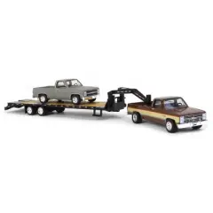 Greenlight 1/64 Brown 1986 Chevy K-30 Longbed w/ Gooseneck & Project Truck 51406-C