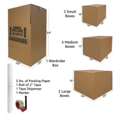 UBMOVE 1 Room Wardrobe Moving Kit with 9 Moving Boxes and Selection of Packing Supplies