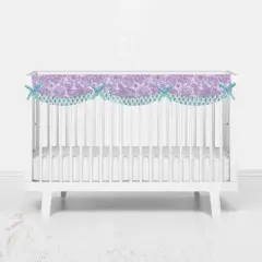 Bacati - Isabella Paisley Aqua/Lilac/Purple Long Side Crib Rail Guard Cover