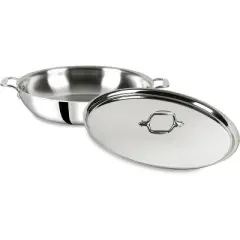 All-Clad D3 3-Ply Stainless Steel Large Frying Pan 7 Quart, Induction Oven Broiler Safe 600F Cookware Silver
