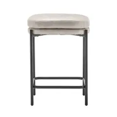 Modern Square Counter Height Barstool Faux Leather - WOVENBYRD