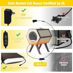 Aivituvin Indoor/Outdoor Heated Cat House with Heated Pad|Durable PP Construction-AIR107