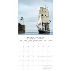 The Gifted Stationery 2024 Square Wall Calendar, Tall Ships, 16-Month Transport Theme with 180 Reminder Stickers (12x12 In)