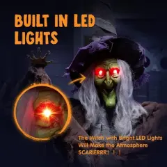 Joyfy Halloween Hanging Talking Witch, Halloween Hanging Ghosts Decorations Prop, Light-up Hanging Witch for Haunted House Outdoor/Indoor Decor