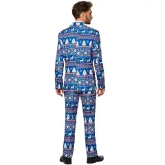 Suitmeister Men's Christmas Suit - Christmas Blue Nordic - Blue