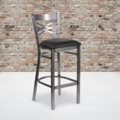 Flash Furniture Clear Coated ''X'' Back Metal Restaurant Barstool