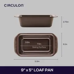 Circulon 9"x5" Loaf Pan Chocolate: Nonstick Rectangle Aluminum Baking Dish, Oven-Safe, Dishwasher-Safe