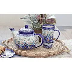 Blue Rose Polish Pottery 18 Vena Teapot